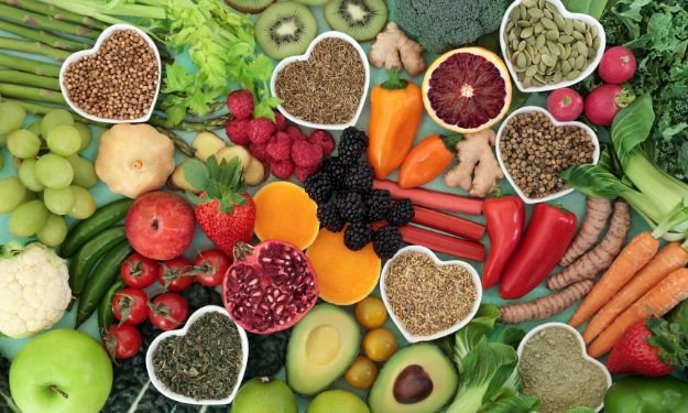 Alimentos de uma dieta vegana.