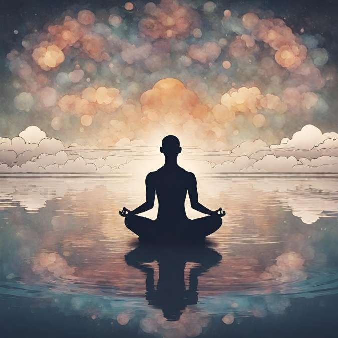 Uma pessoa meditando em mindfulness profundamente relaxada transmitindo uma sensação de paz e equilíbrio emocional em sua v ida