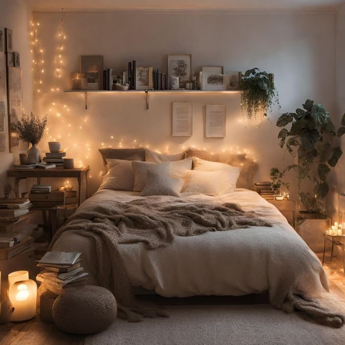 Quarto aconchegante para uma boa higiene do sono.